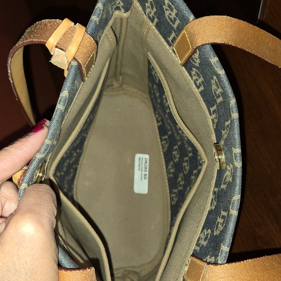 Dooney & Bourke Denim Monogram Bucket Bag EUC - Picture 9 of 14